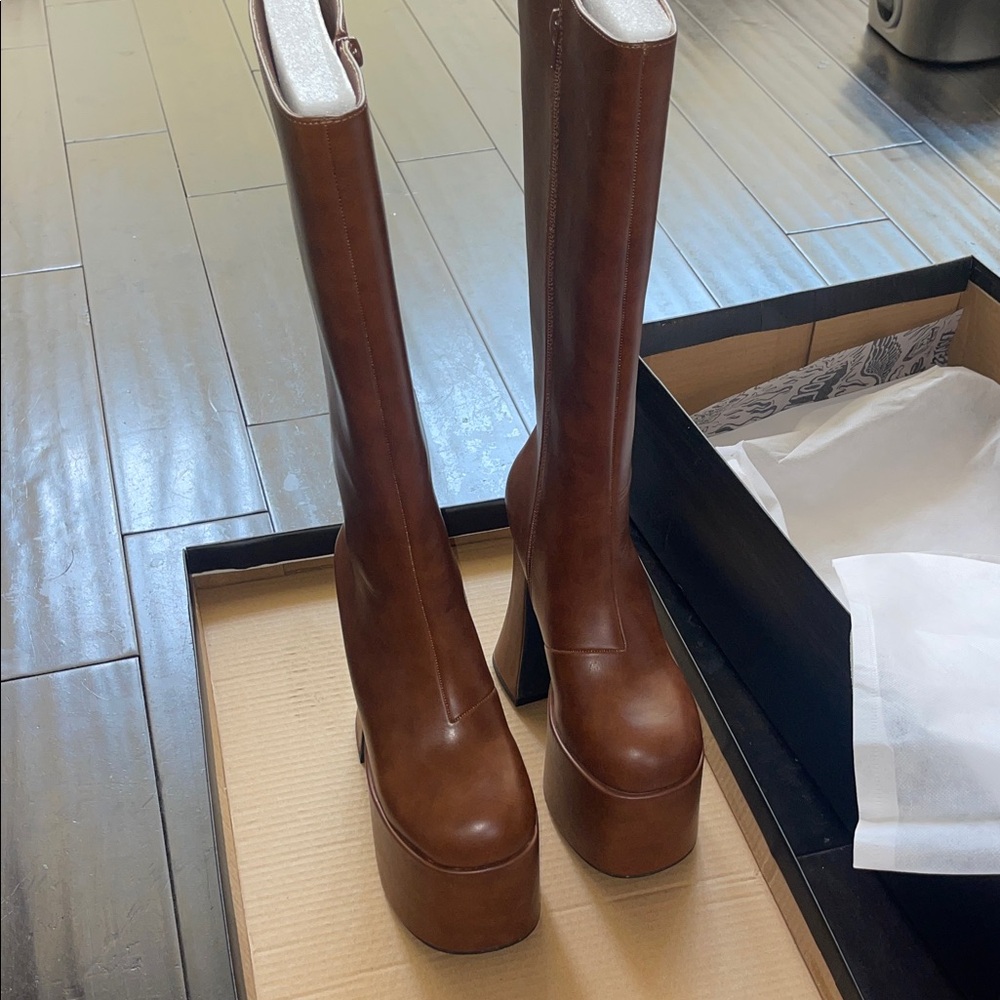 Current Mood Chocolate Heeled Boots